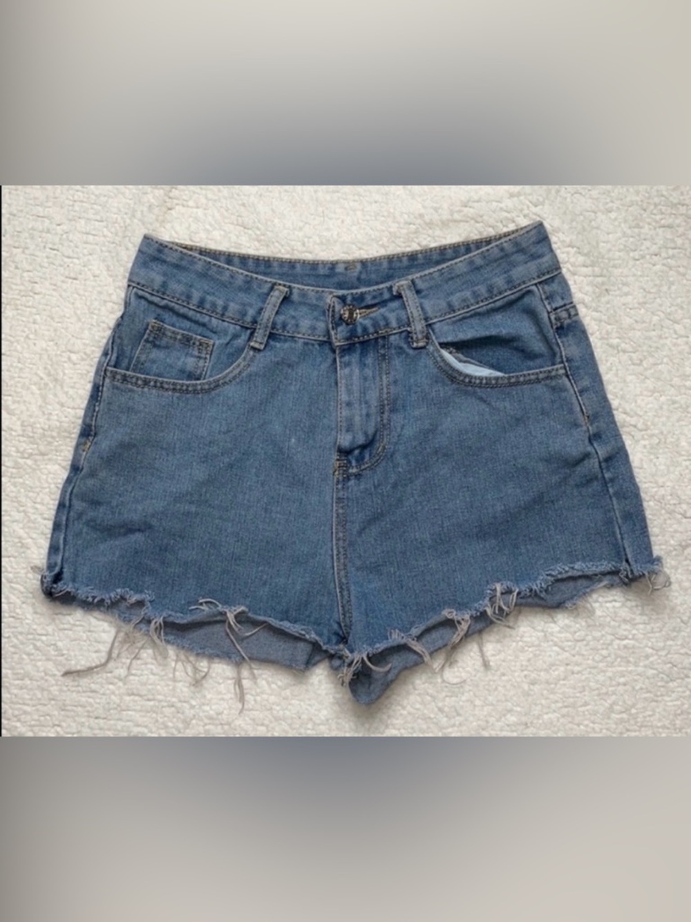 Denim Jeans Cut Off Shorts Raw Hem Ripped Size Small